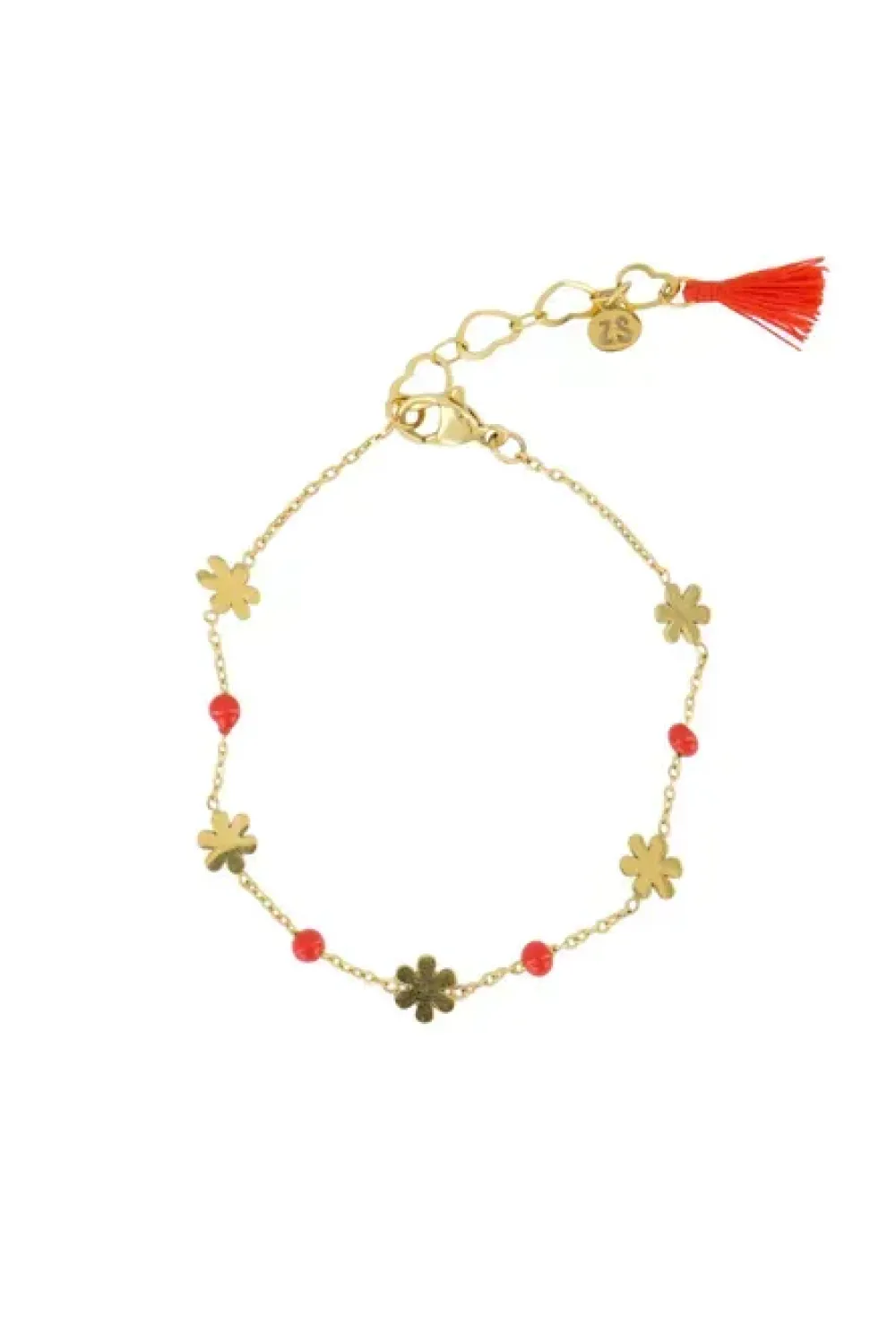 Fashion armband bloem oranjerood/goud Sieraden