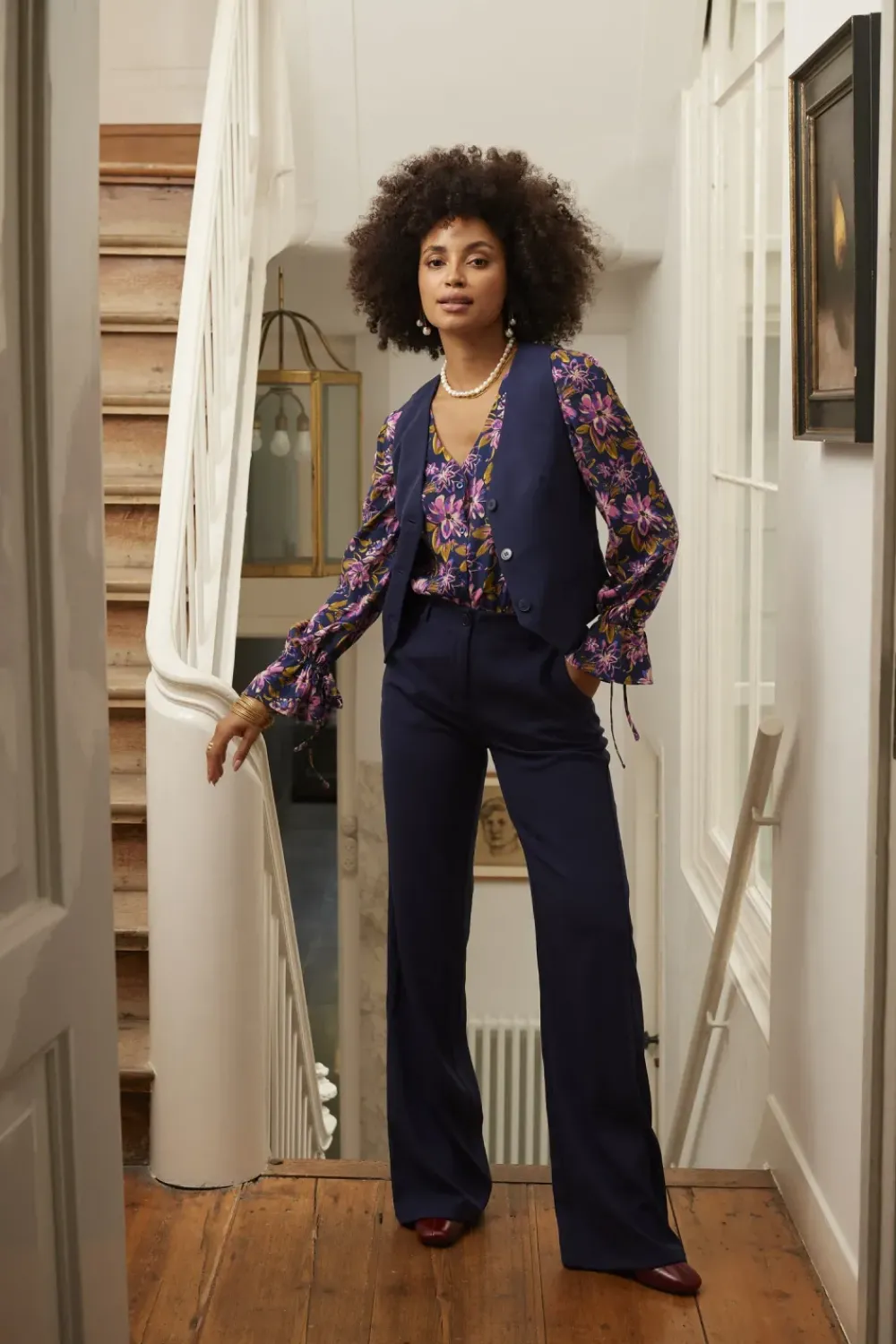 Sale Blouse ElineNavy flower Blouses