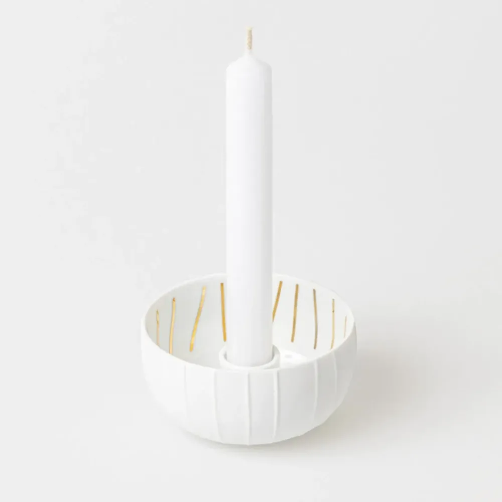 Outlet Candle Bowl Stripes - Dia:9,4cm H:5cm Kaarsen & Kandelaars | Cadeau