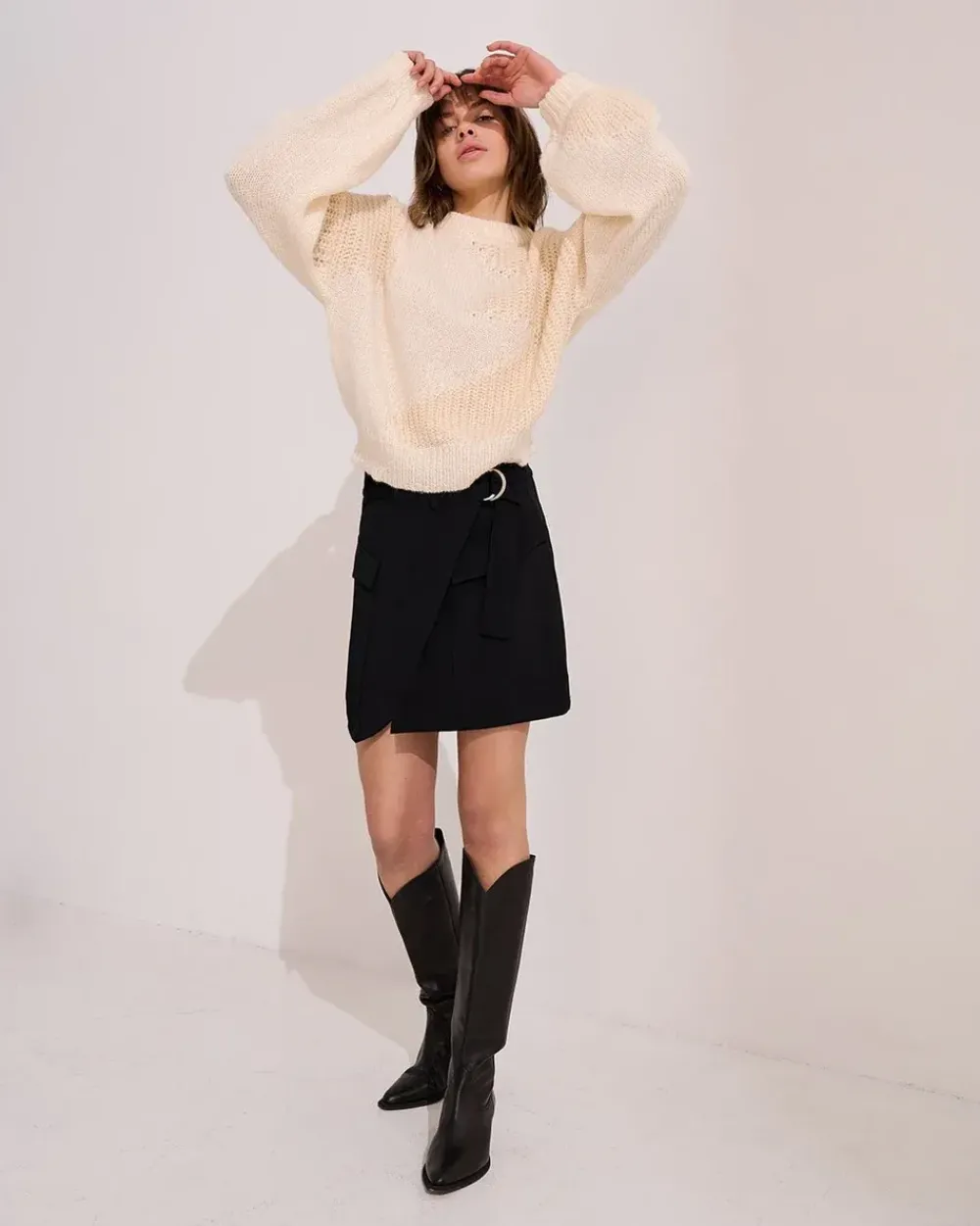 Best Cassy knitted pull l/sEgg White Truien & Sweaters