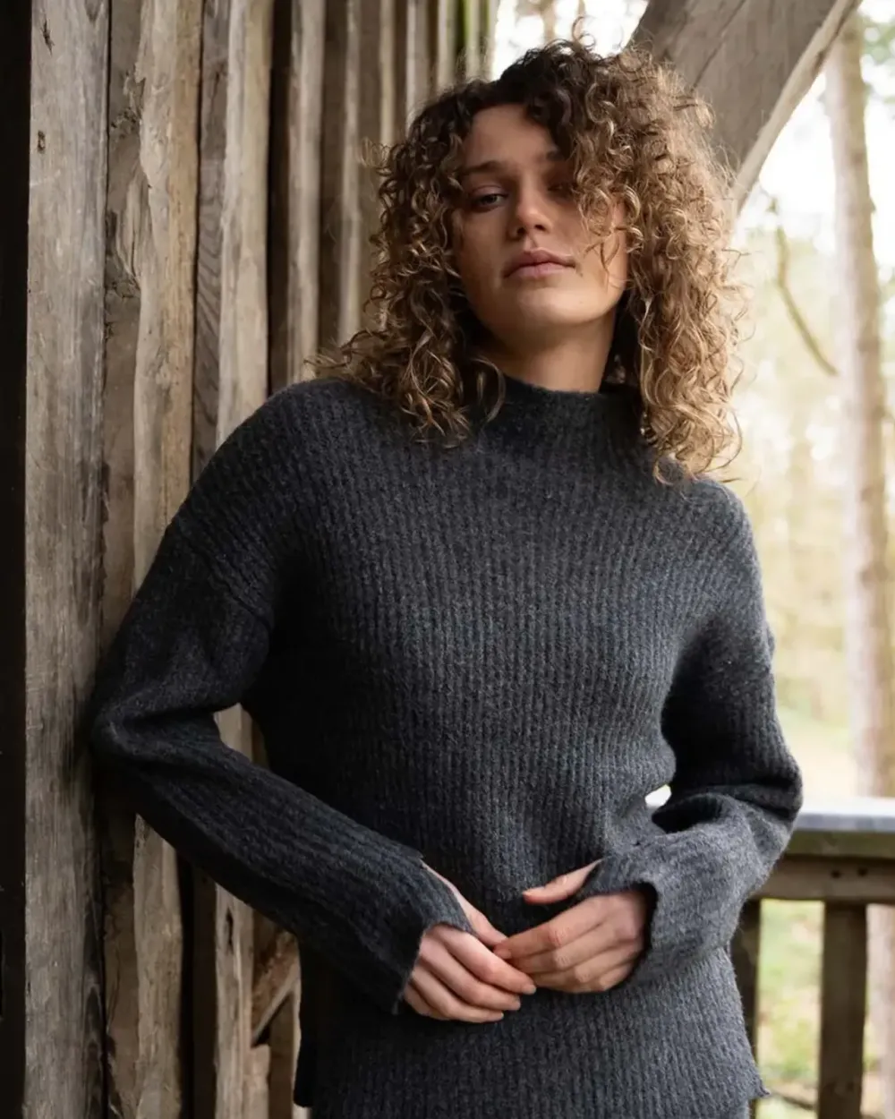 Best Rila knitted pull l/sBlack melee Truien & Sweaters
