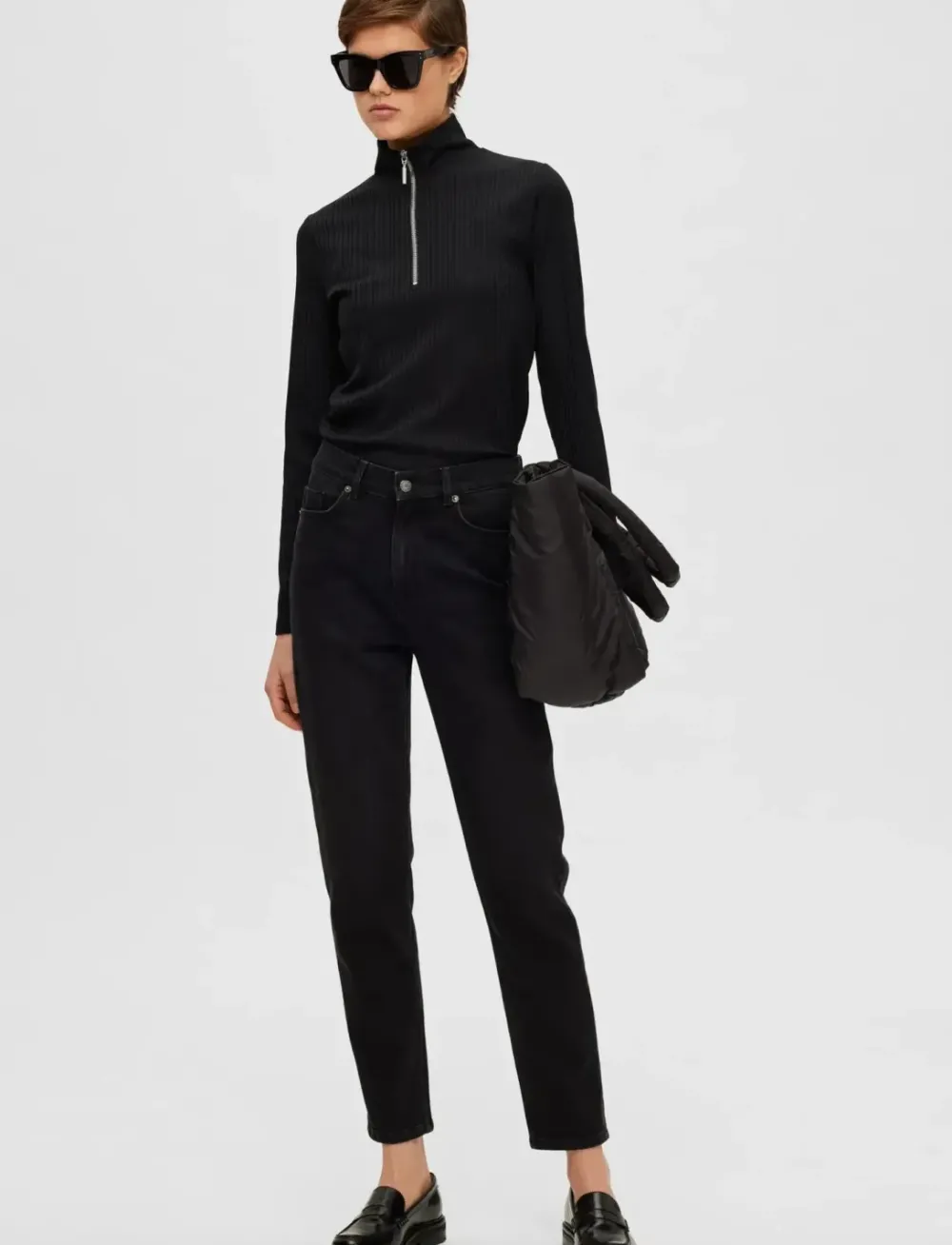 Hot # SLFAMY HW SLIM BEAUTY BLA JEANS U NOOSBlack Denim Jeans