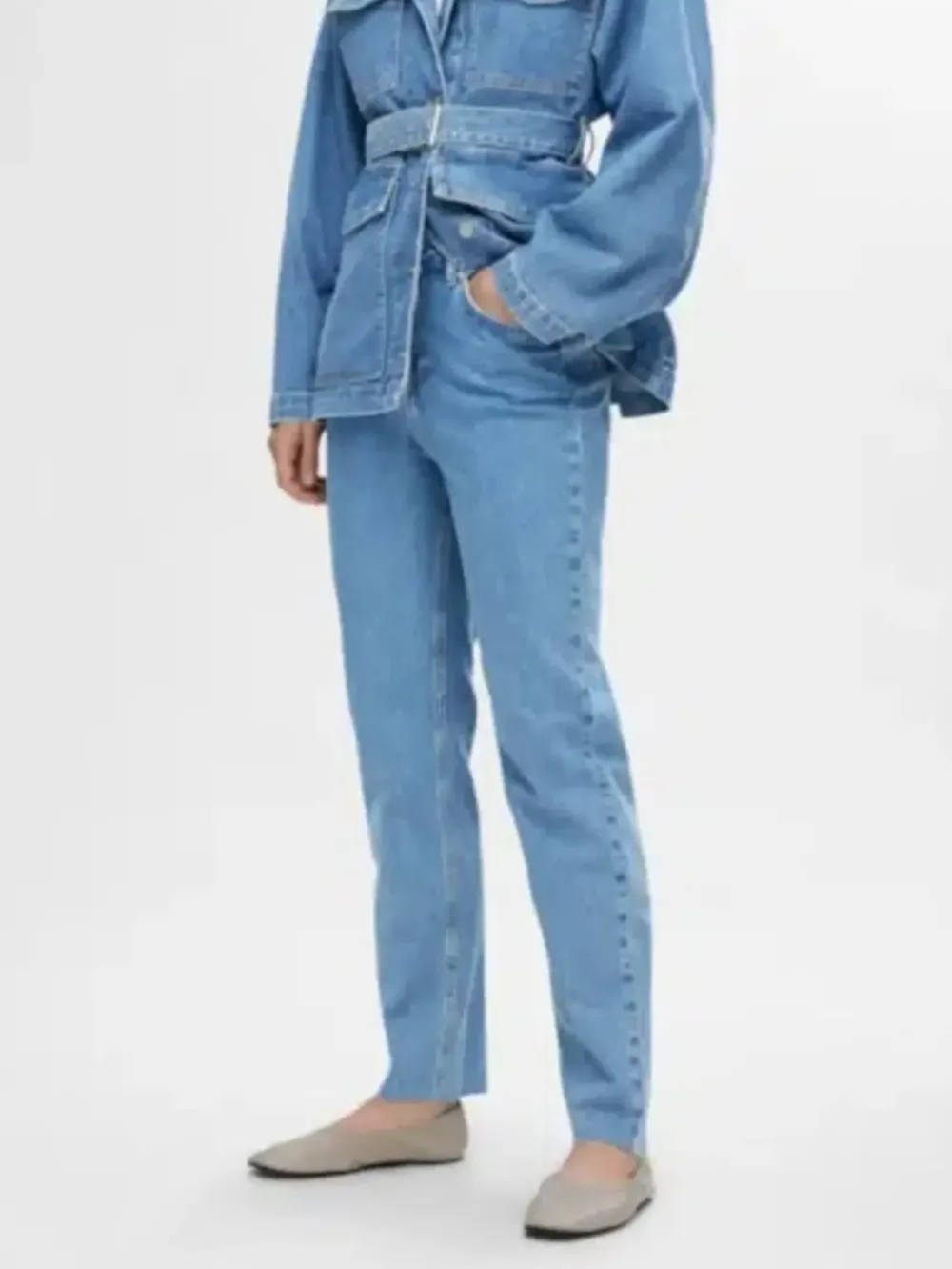 Outlet SLFELLIN HW STRAIGHT JEANSLight Blue Denim Jeans