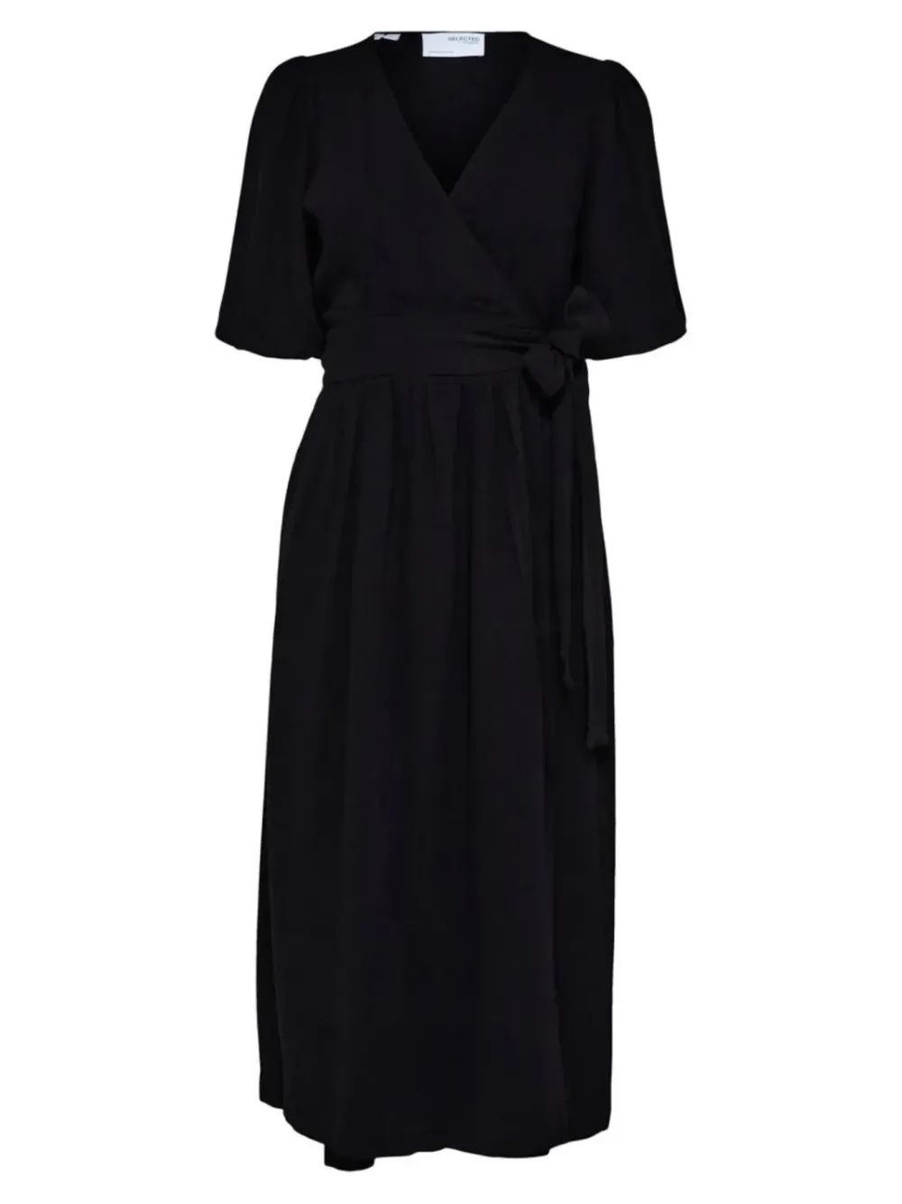 Best SLFEVITA 2/4 MIDI WRAP DRESS BBlack Jurken
