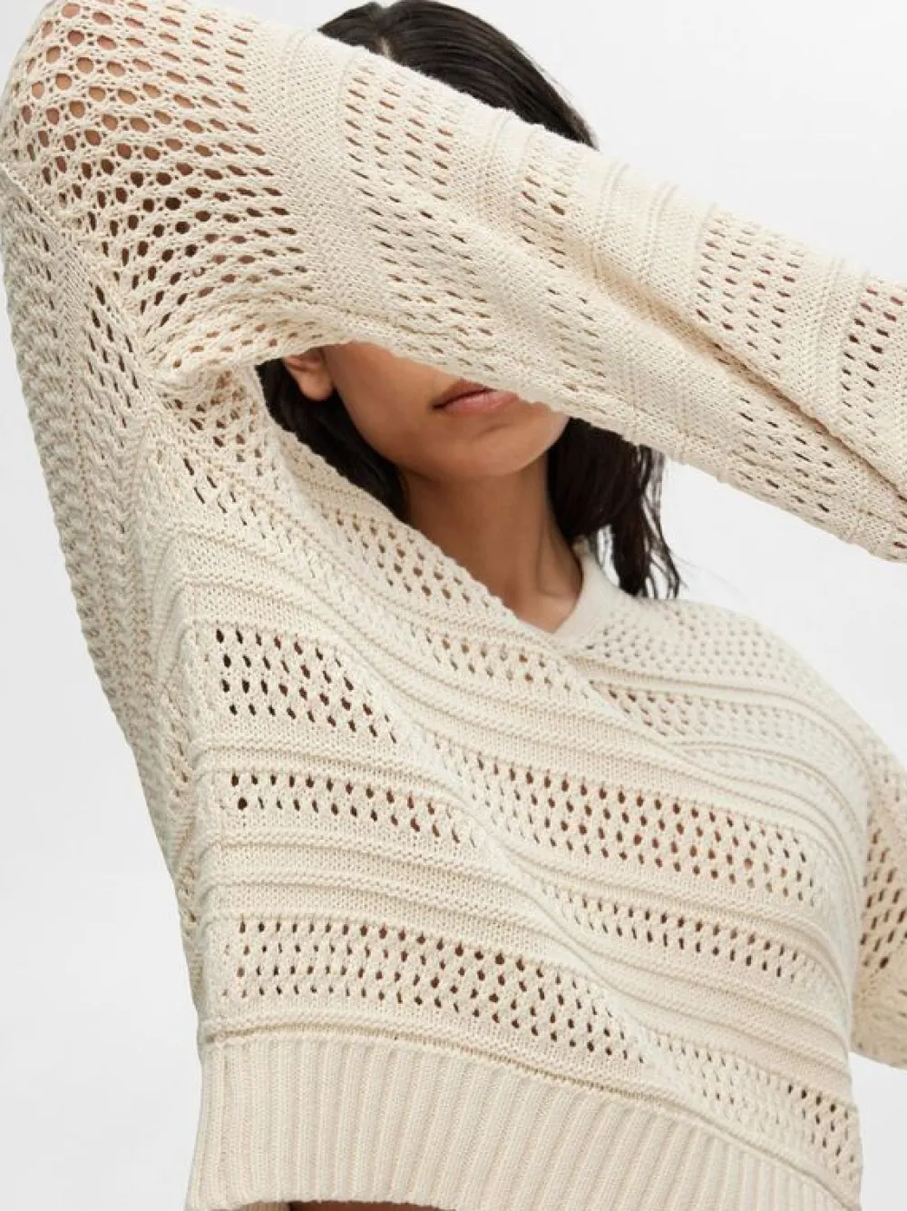 Hot SLFFINA LS COLLAR KNITBirch Truien & Sweaters