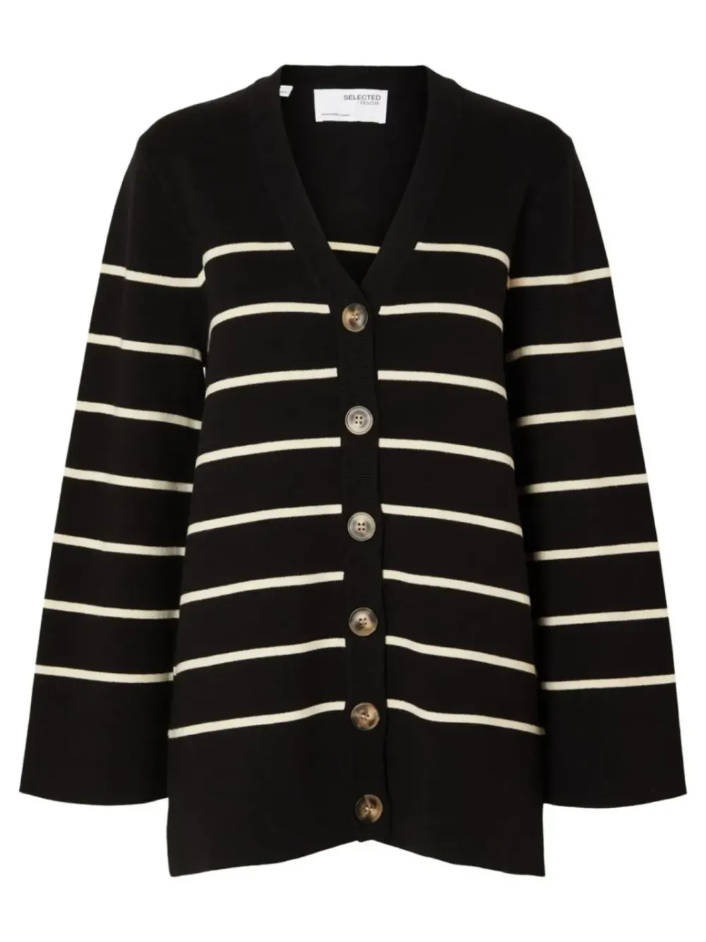 Discount SLFLIVA LS LONG KNIT CARDIGAN NOOS Black BIRCH Vesten