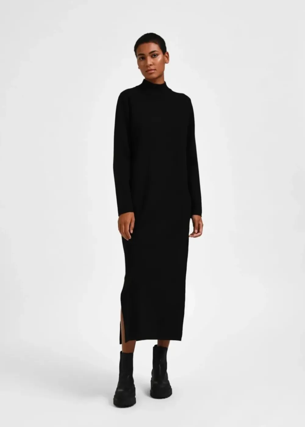 Fashion SLFMERLA LS KNIT DRESS BBlack Truien & Sweaters | Jurken