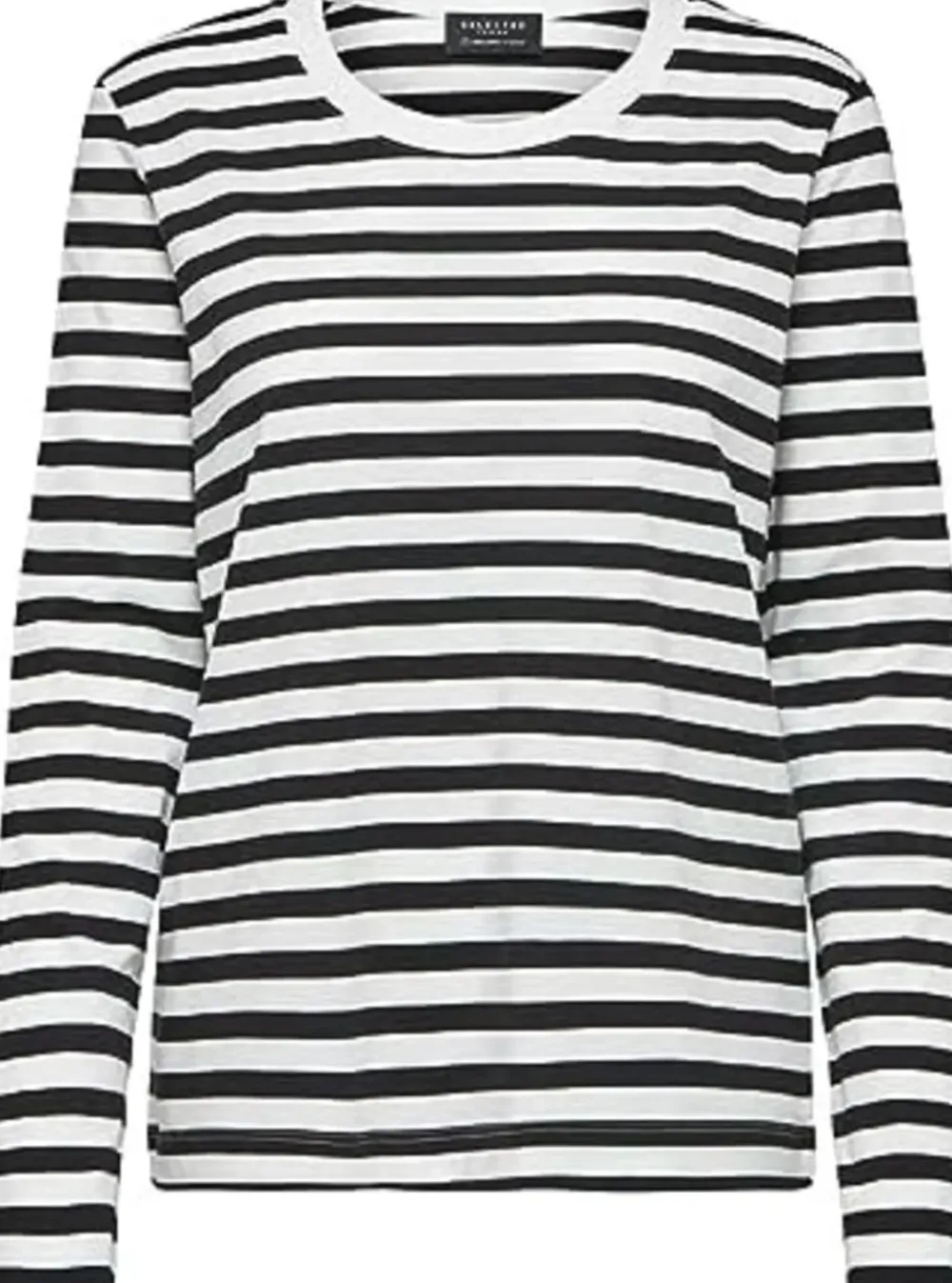 Discount SLFSTANDARD LS TEE STR NOOS Black SNOW WHITE Shirts & Tops