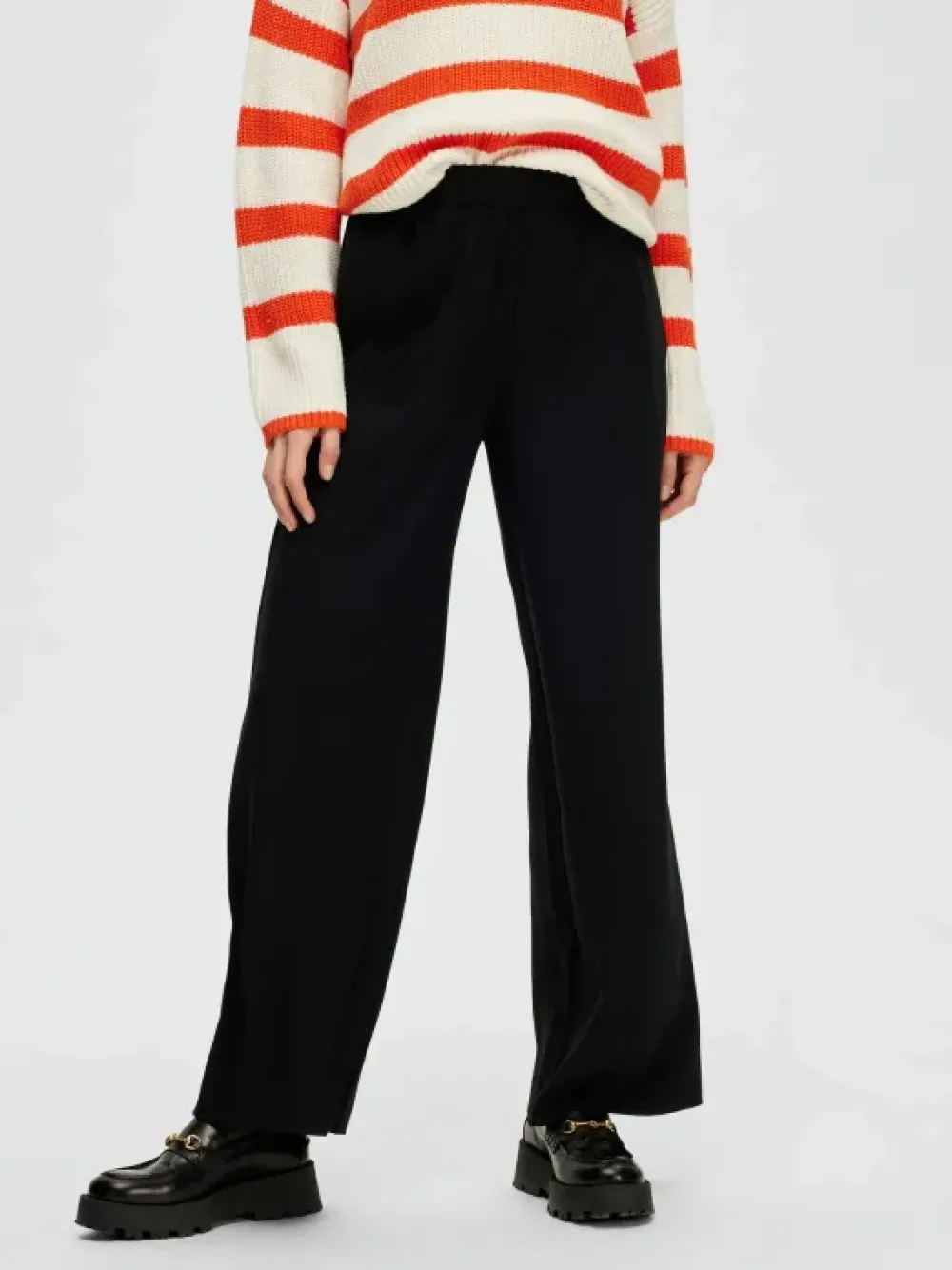 Sale SLFTINNI-RELAXED MW WIDE PANT N NOOSBlack Broeken