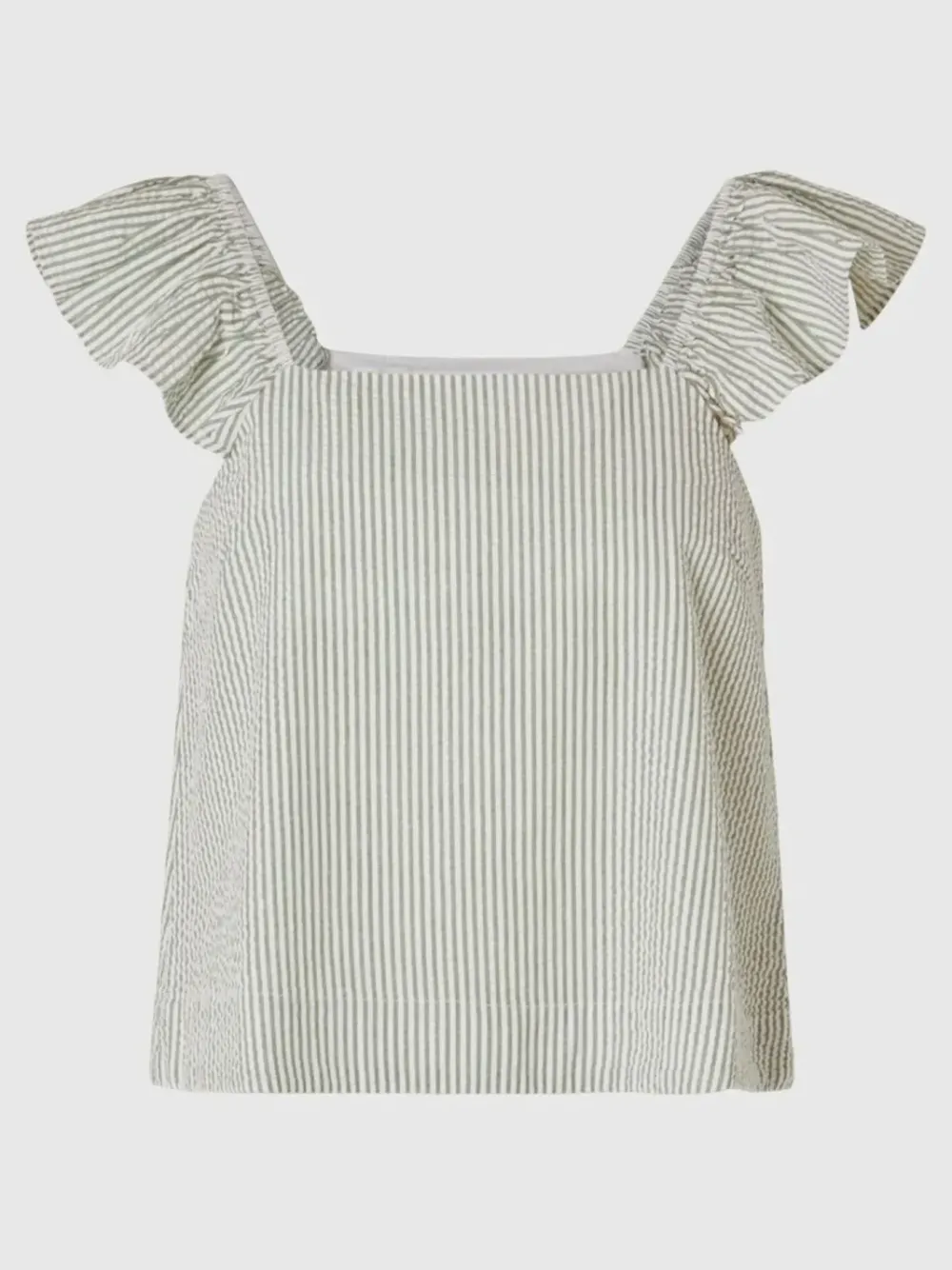 Clearance SLFVITTORIA STRIPED RUFFLE SLEEVE TOP BSnow White GREY STRIPES Shirts & Tops